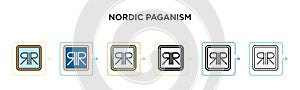 Nordic paganism vector icon in 6 different modern styles. Black, two colored nordic paganism icons designed in filled, outline,