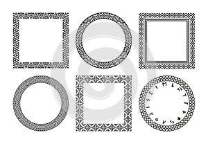 Nordic rune frames. Set of scandinavian futhark decorative borders with runic symbols, ornamental celtic viking north