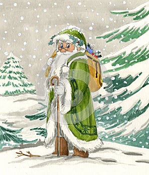 Nordic Santa Claus in green dress