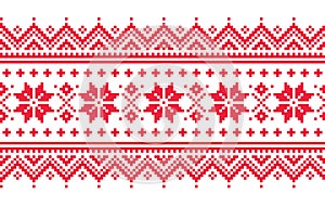 Christmas vector long seamless winter pattern, inspired by Sami people, Lapland folk art design, traditional knitting and embroide