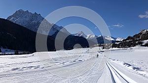 Nordic Skiing in Scuol, Unterengadin, Graubunden, Switzerland