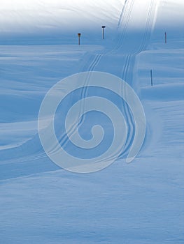 Nordic skiing tracks in the french alps