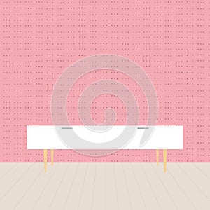 Nordic tv stand in modern empty room. Empty clean wall and wooden floor. Minimal living room. Home interior. Vector illustration,