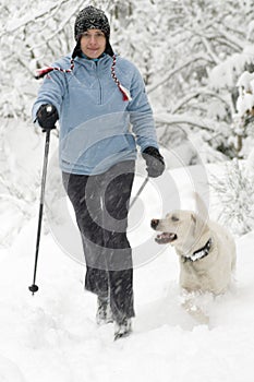 Nordic walking with dog