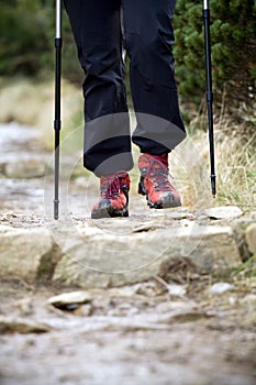 Nordic Walking, hiking in mountains