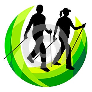 Nordic walking logo in vector quality.