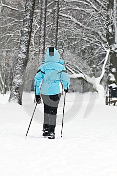 Nordic Walking on snow, Winter