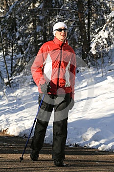 Nordic walking in winter 2