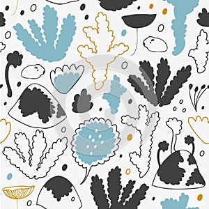 Nordic winter forest, scandinavian seamless vector pattern. Decorative cosiness background.