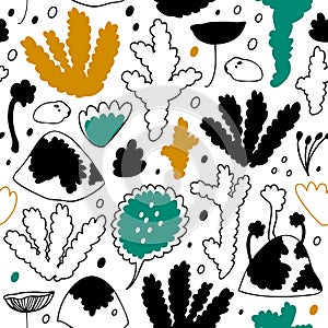 Nordic winter forest, scandinavian seamless vector pattern. Decorative cosiness background.