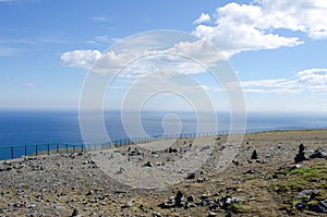 Nordkapp/ North Cape midnight landscape, Norway photo