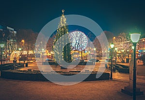 Noregian capilal city Oslo at christmas night, Europe, Sscandinavia