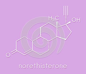 Norethisterone norethindrone progestogen hormone drug. Used in contraceptive pills and for a number of other indications..