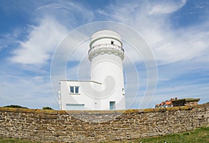 Norfolk coastline, lighthouse and blue skies