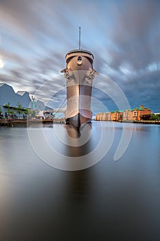 The USS Wisconsin (BB-64) in Norfolk, Virginia