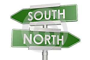 Norht and south green road sign