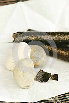 Nori sheets and roll.