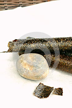 Nori sheets and roll.