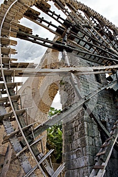 Noria water wheel in the city of Hama, Syria photo