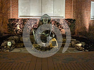 Norm the Niner Statue at UNC Charlotte at night