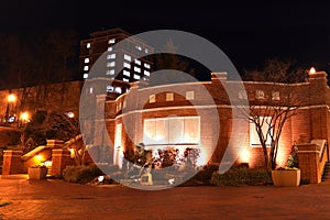Norm the Niner Statue and J. Murrey Atkins Library  at UNC Charlotte at night photo