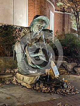 Norm the Niner Statue at UNC Charlotte at night