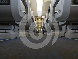 Normal class train carriage corridor