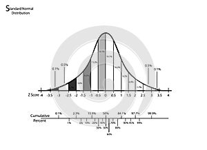 Normal Distribution Diagram or Bell Curve Chart