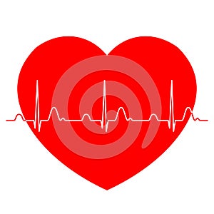 Normal ECG Electrocardiogram with red heart