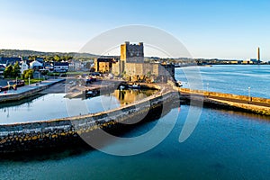 Norman castle and marina in Carrickfergus near Belfast