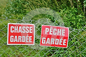 Normandie, no poachers sign in Perriers sur Andelle photo