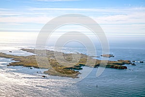 Normandy channel sea in france from airplaine