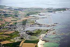 Normandy channel sea in france from airplaine photo