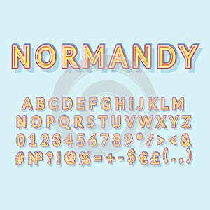 Normandy vintage 3d vector alphabet set