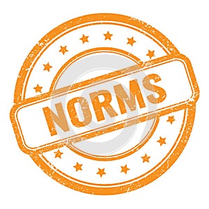 NORMS text on orange grungy vintage round stamp