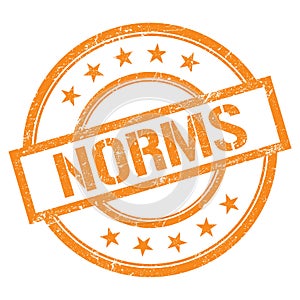 NORMS text written on orange vintage stamp