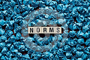 Norms word concept on cubes