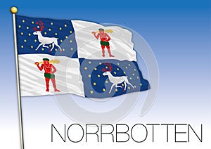 Norrbotten regional flag, Sweden, vector illustration