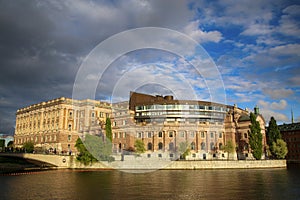 Norrbro bridge and parliament building the former Riksbank in