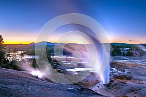 Norris Geyser Basin after Sunset