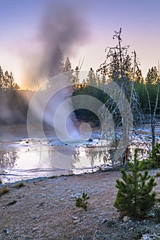 Norris Geyser Basin after Sunset