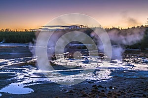 Norris Geyser Basin after Sunset