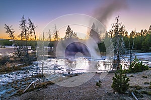 Norris Geyser Basin after Sunset