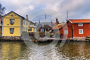 Norrtalje Sweden - April 1, 2017: Old town of Norrtalje, Sweden