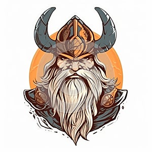 Norse God Odin in Comic Style Illustration on White Background