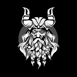 Norse God Odin Illustration black backgorund vector