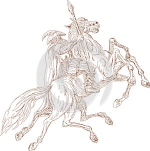 Norse God Odin riding horse