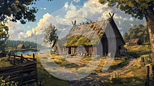 Norse Settlement: Viking House Painting Depicts Life in 900 AD