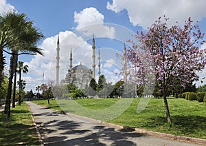 Norteastern side view of the Sabanci Central Mosque in Adana