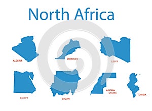 North africa - maps of territories - vector